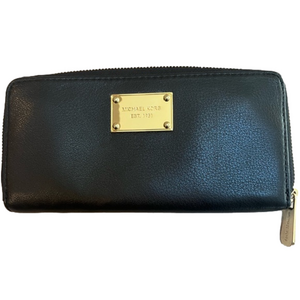 Michael Kors Black Zip Around Accordion Wallet
